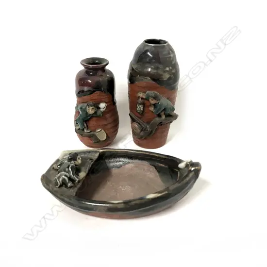 Three pieces of Japanese Sumidagawa