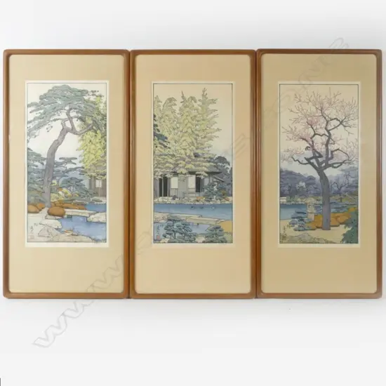 A triptych woodblock by Toshi Yoshida (1911-1995)