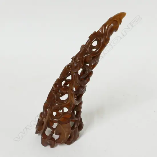 A 19thC Chinese carved horn