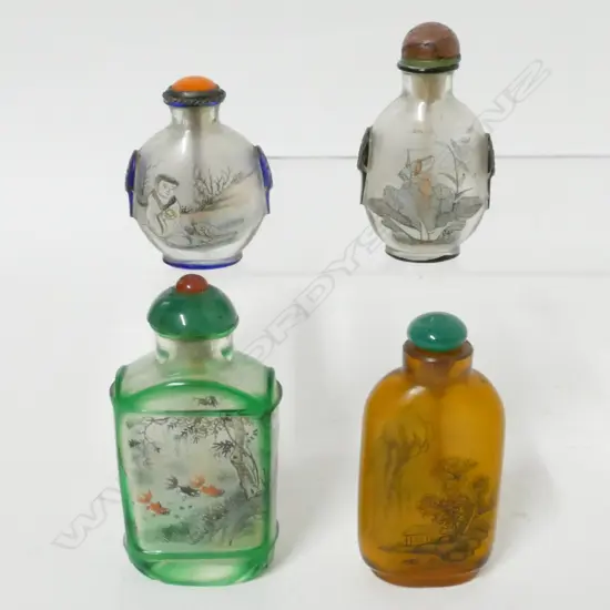 Four Chinese glass snuff bottles