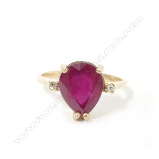 A 9ct. gold ruby and diamond ring