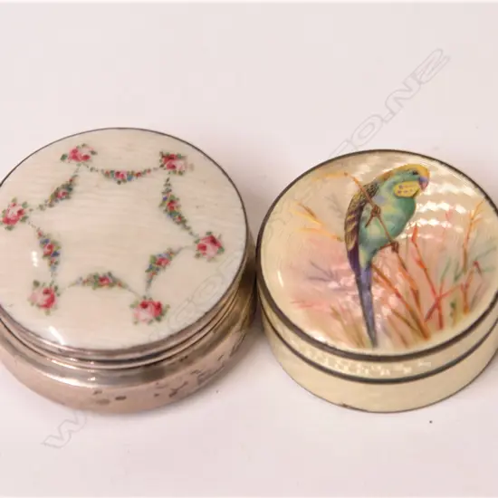 Two early 20thC silver and enamelled vanity boxes