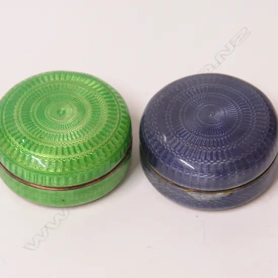 Two early 20thC silver and enamel circular vanity boxes
