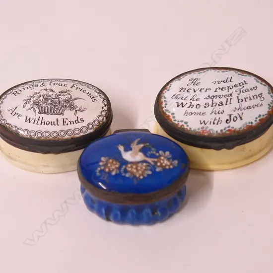 Three old enamel snuff boxes