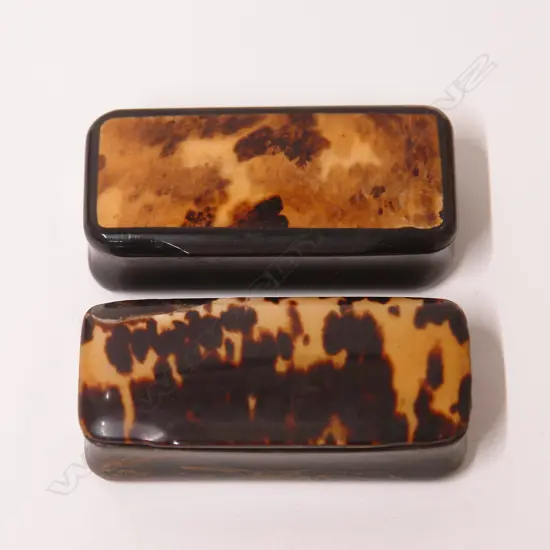 Two early 19thC horn and tortoiseshell snuff boxes