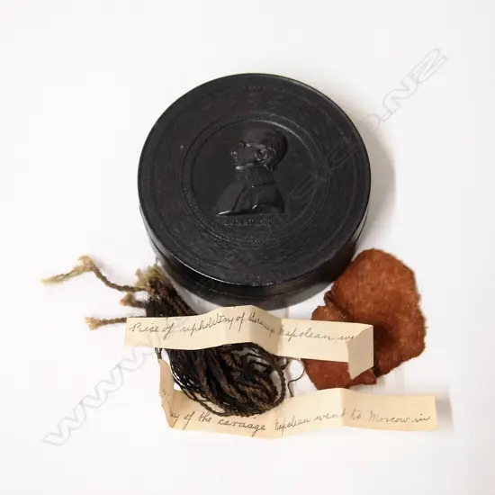 An early 19thC pressed and black lacquered 'Bonaparte' snuff box