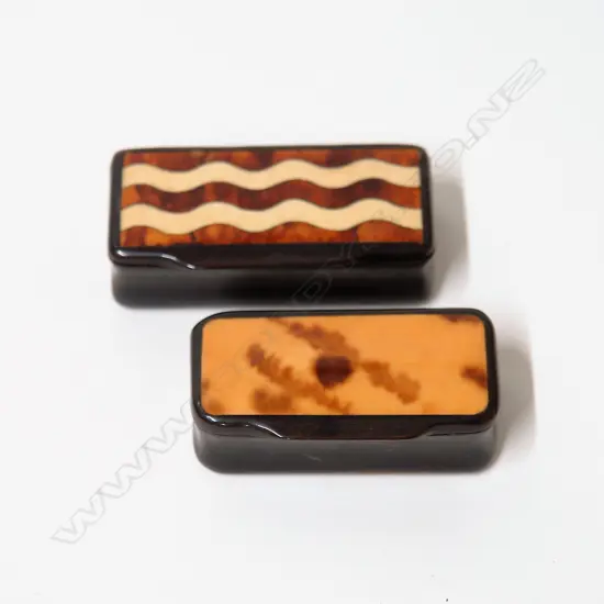 Two early 19thC horn and tortoiseshell snuff boxes