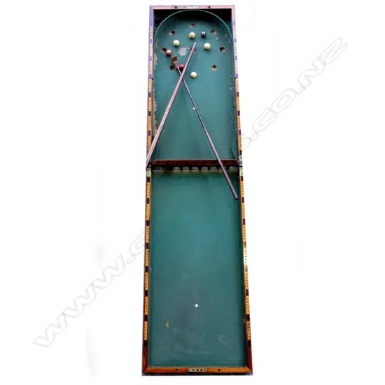 A Victorian mahogany cased bagatelle billiards game
