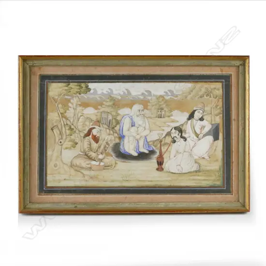 A 19thC Persian miniature watercolour painting on paper