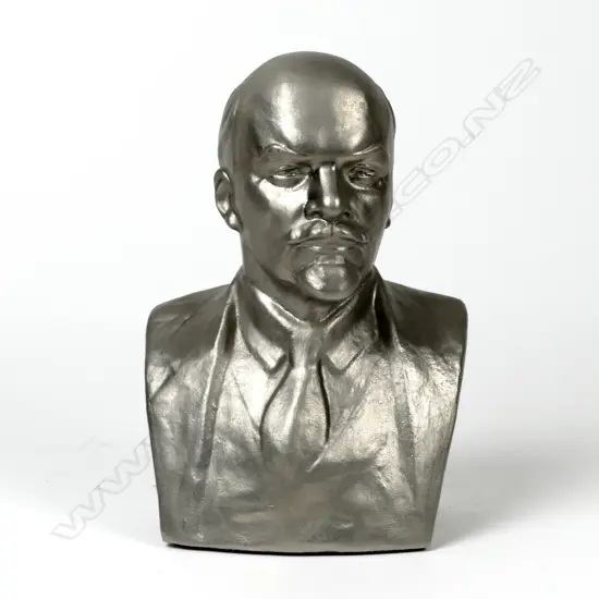A cast aluminium bust of Vladimir Lenin