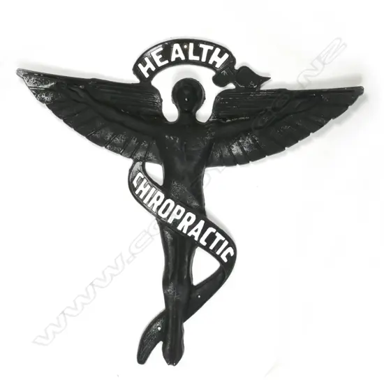 A vintage cast aluminium Chiropractic sign
