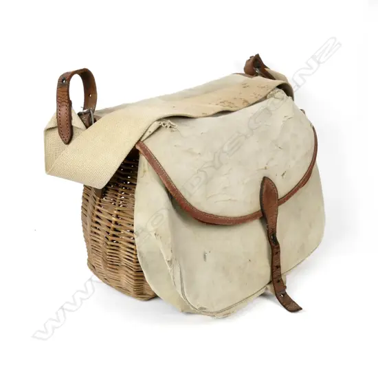 An original Brady wicker fishing creel