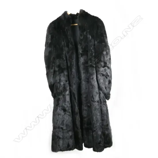 A French full length black fur coat