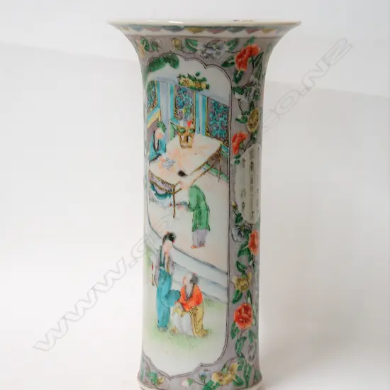 An old Chinese famille verte trumpet vase
