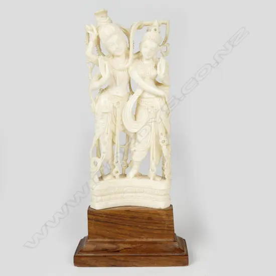 An Indian ivory carving of Shiva and consort