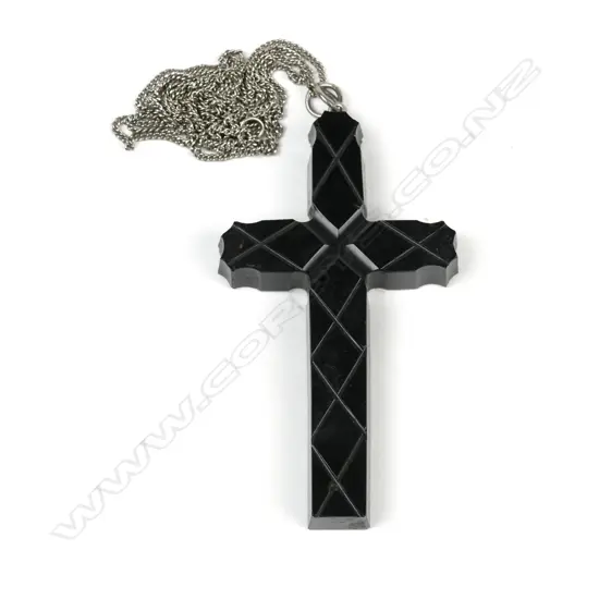 A Victorian jet cross pendant