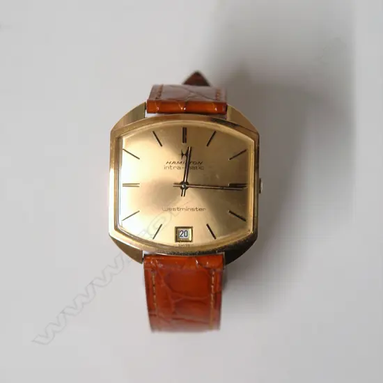 A 1970s Hamilton 'Intra-matic Westminster' gent's gold plated wristwatch