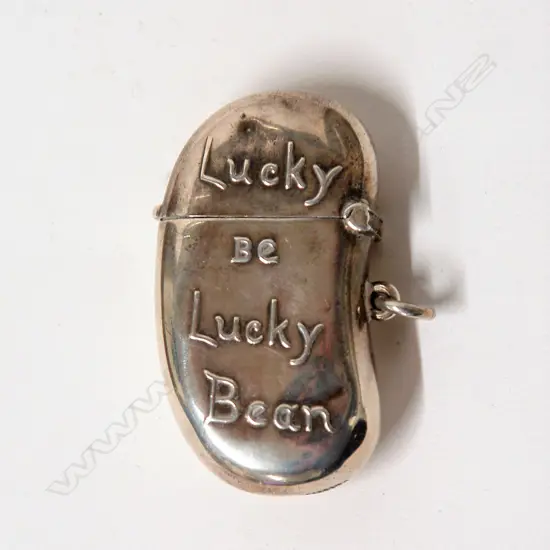 An Edwardian novelty silver 'bean shaped vesta case'