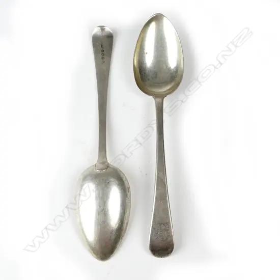 A pair of George III Old English silver tablespoons