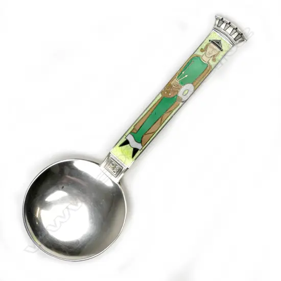 A Norwegian silver and enamel decorative spoon