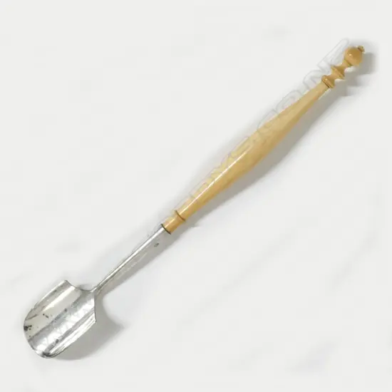 A Victorian silver plate and ivory handled Stilton cheese scoop