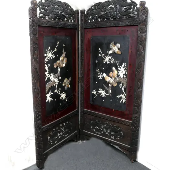 A large antique Japanese two-fold screen