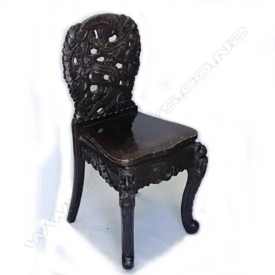 A 19thC Japanese ebonised side chair