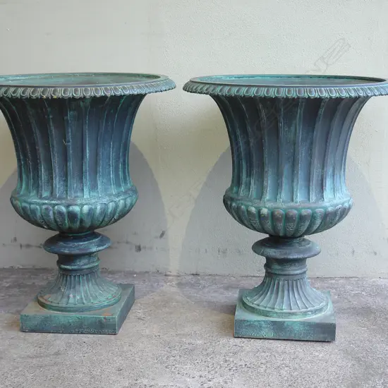 A pair of classic antique style large campana urns