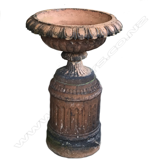 A Victorian terracotta garden urn