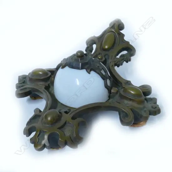 A Victorian bronze inkwell