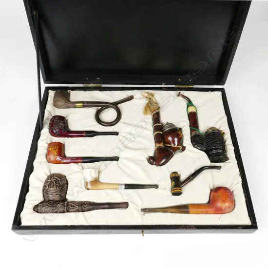 A boxed collection of pipes