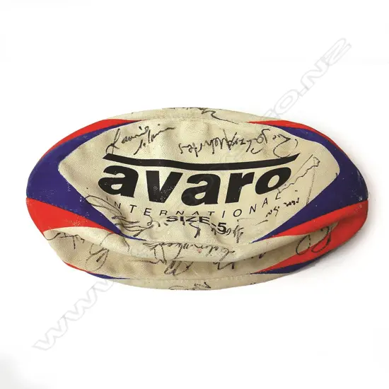 A vintage All Black signed Avaro International Size-5 rugby ball