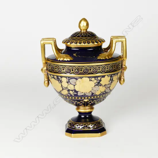 A 20thC Hutschenreuther porcelain urn and cover