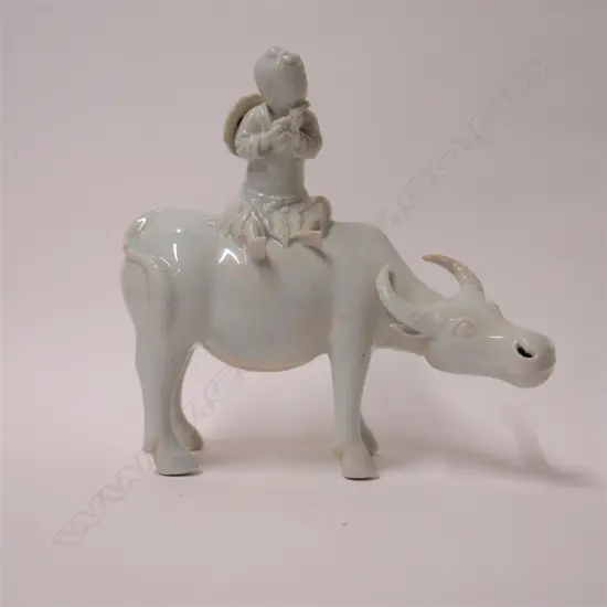 An old Chinese blanc-de-chine porcelain figure group