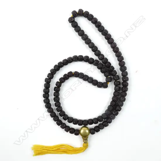 A long mala bead necklace
