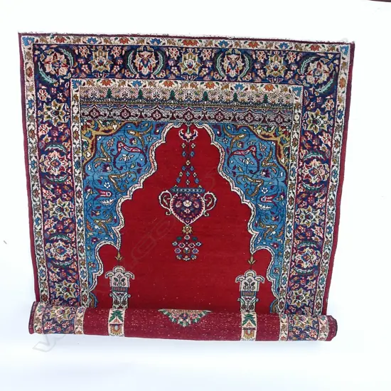 A fine semi-antique wool-on-cotton prayer rug