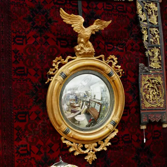 A large 19thC Georgian style convex mirror