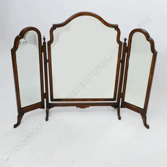 A Regency style triptych folding mirror