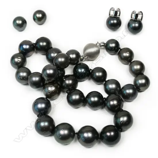 A black Tahitian pearl necklace,