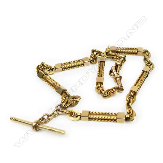 A fancy Victorian 9ct yellow gold fob chain,