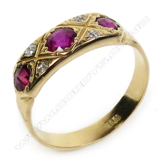 An 18ct ruby and diamond ring,