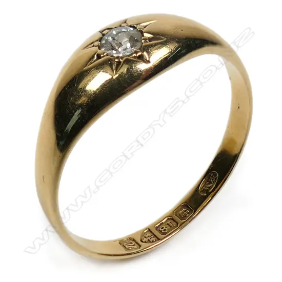 A 1920's 18ct yellow gold and solitaire diamond ring,