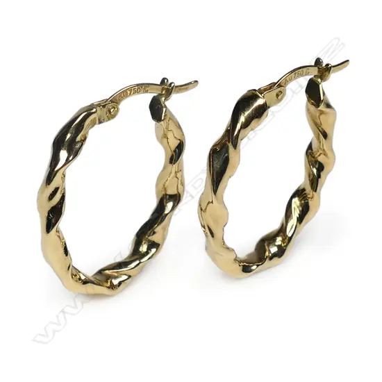 A pair of 18ct yellow gold hoop earrings,