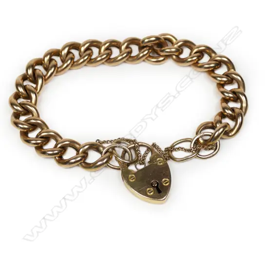 A c1900 9ct gold large curb link bracelet,