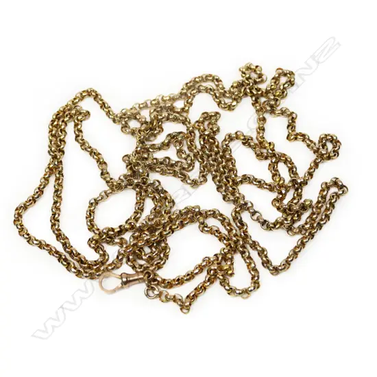 A c.1900 9ct yellow gold muff chain,