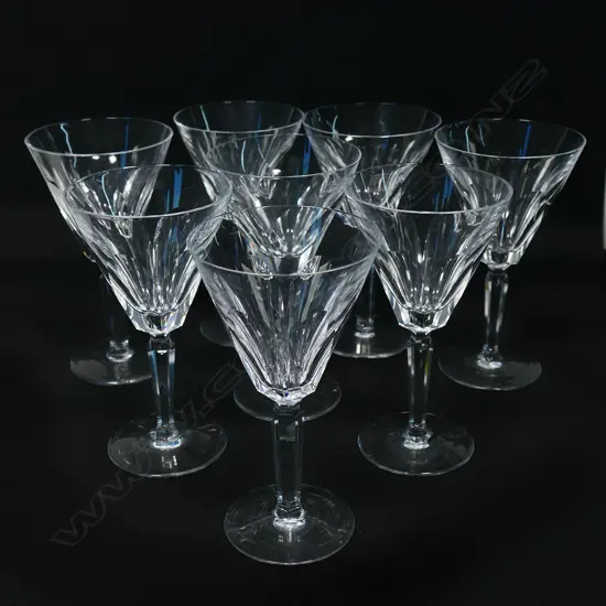 A set of eight Waterford crystal wine glasses,