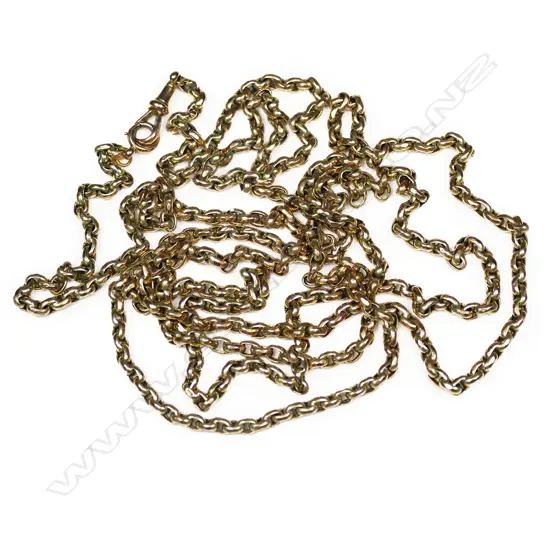 A c.1900 9ct yellow gold muff chain,