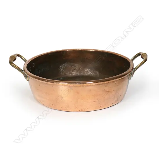 An old copper shallow pan,