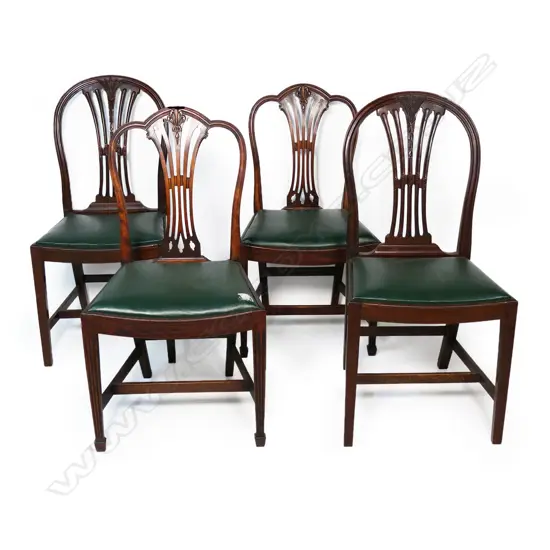 A harlequin set of four mahogany Chippendale style dining chairs,