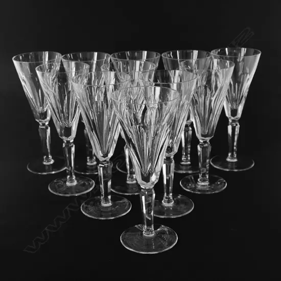 Eleven Waterford crystal champagne flutes,